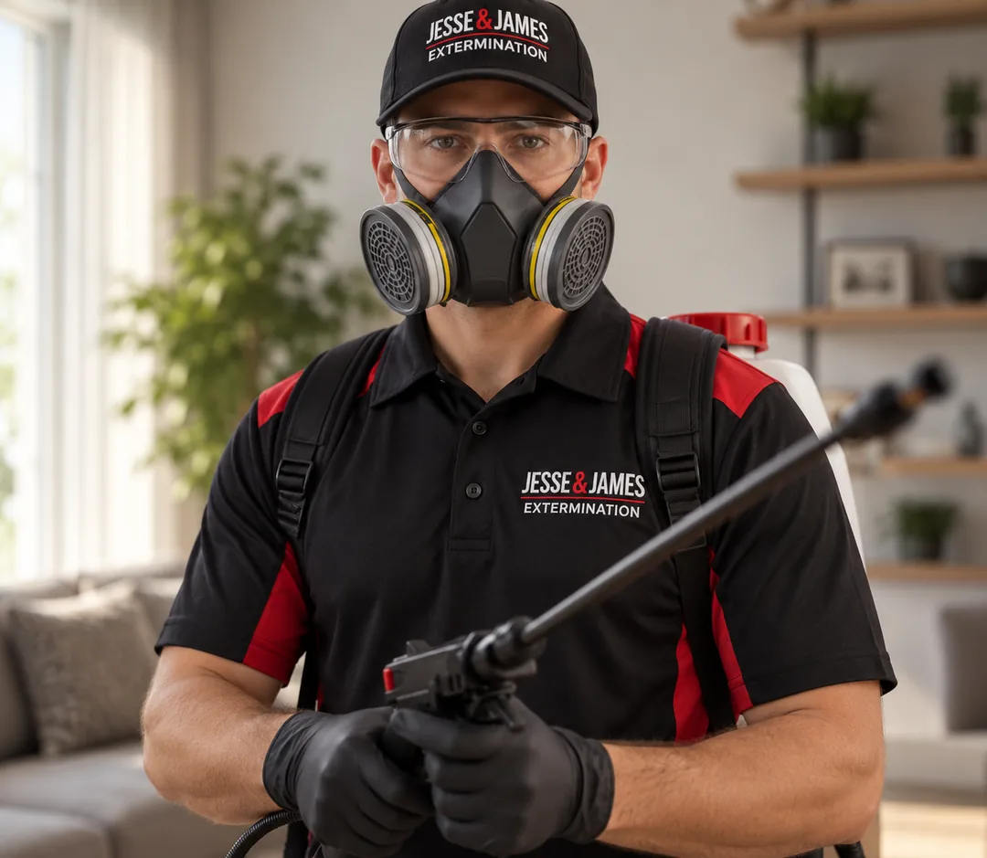 Technicien en équipement de protection complet avant un retrait de nid